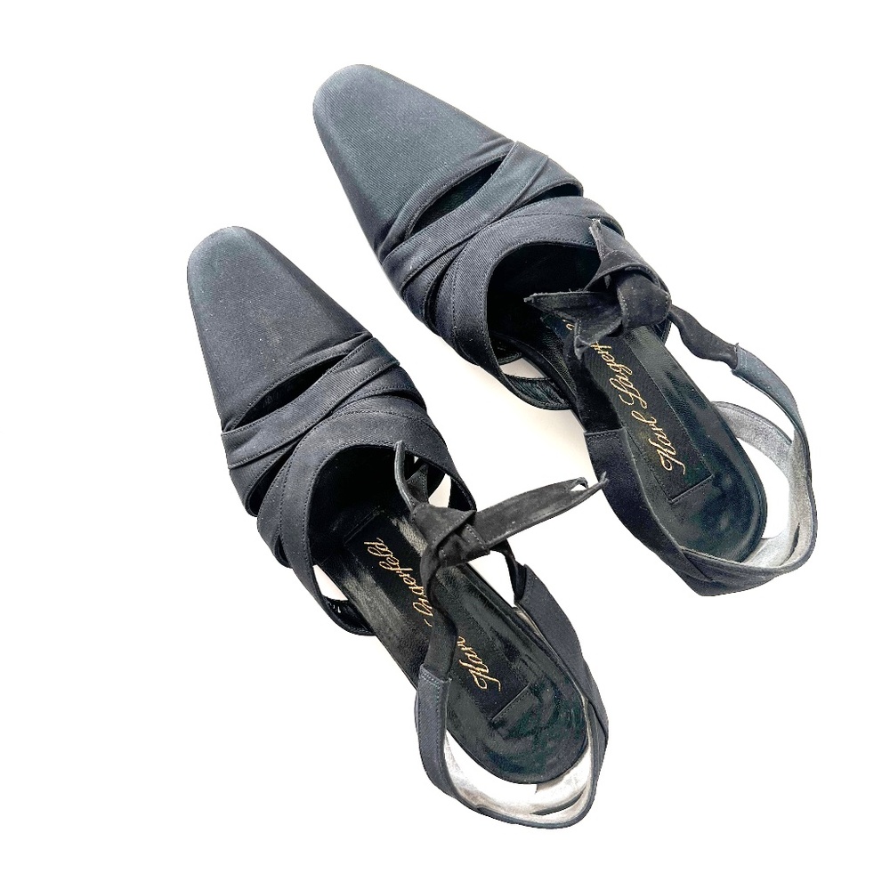 size 5 1/2 vintage karl lagerfeld shoes black slingback heels parisian chic